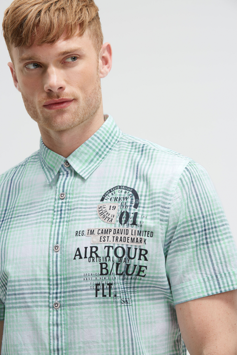 Karohemd Kurzarm mit Label-Applikationen