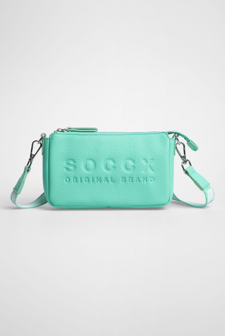 Kleine Umhängetasche mit Logo und Intarsia-Webriemen