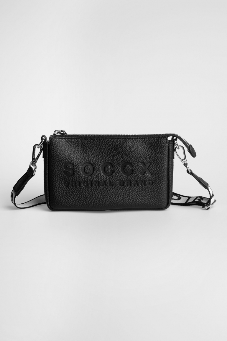 Kleine Umhängetasche mit Logo und Intarsia-Webriemen