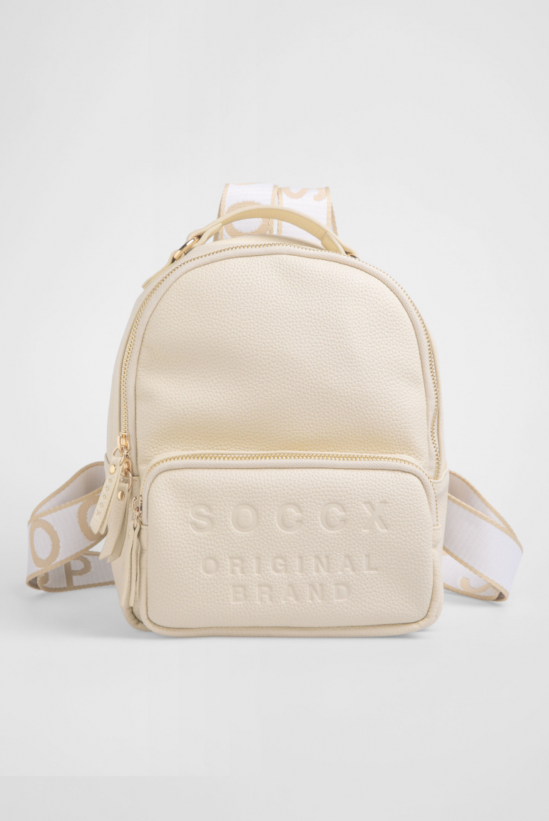 Kleiner Rucksack aus Lederimitat mit Logo-Riemen