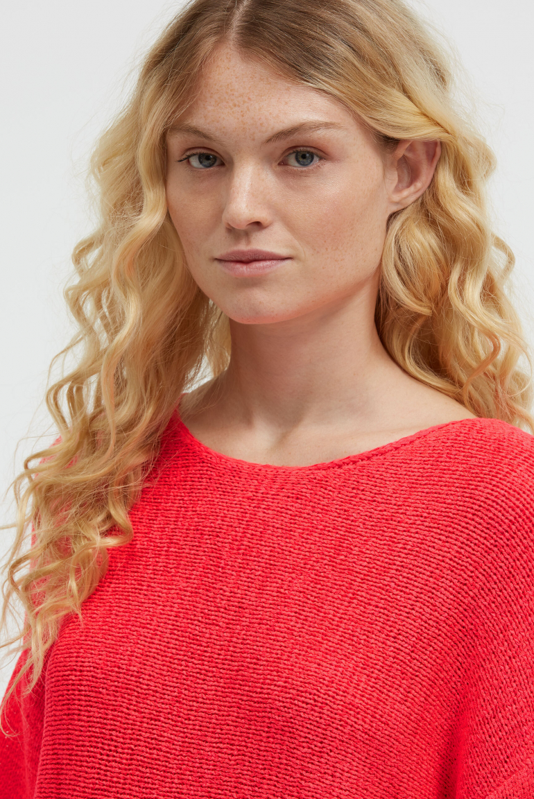 Kurzarm-Pullover aus Bändchengarn