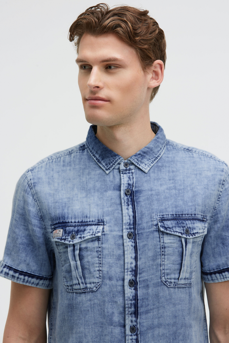Kurzarmhemd im Denim Vintage Look