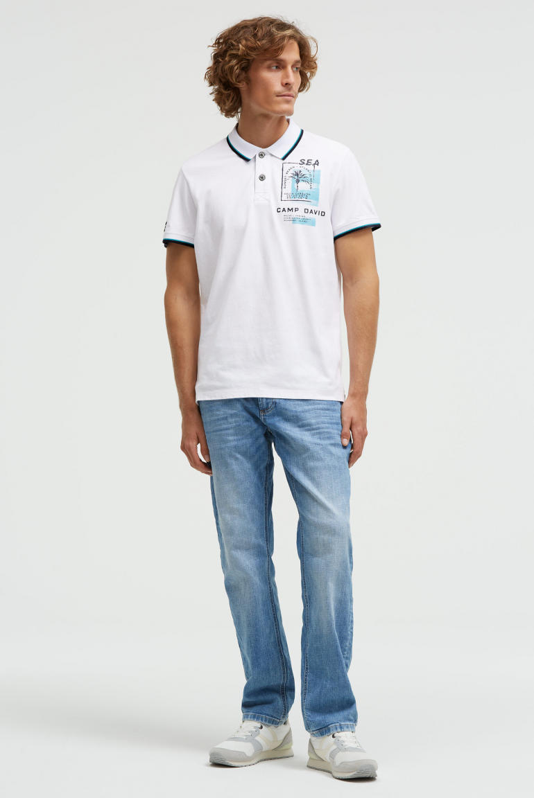 Kurzarmpolo mit Rücken-Print