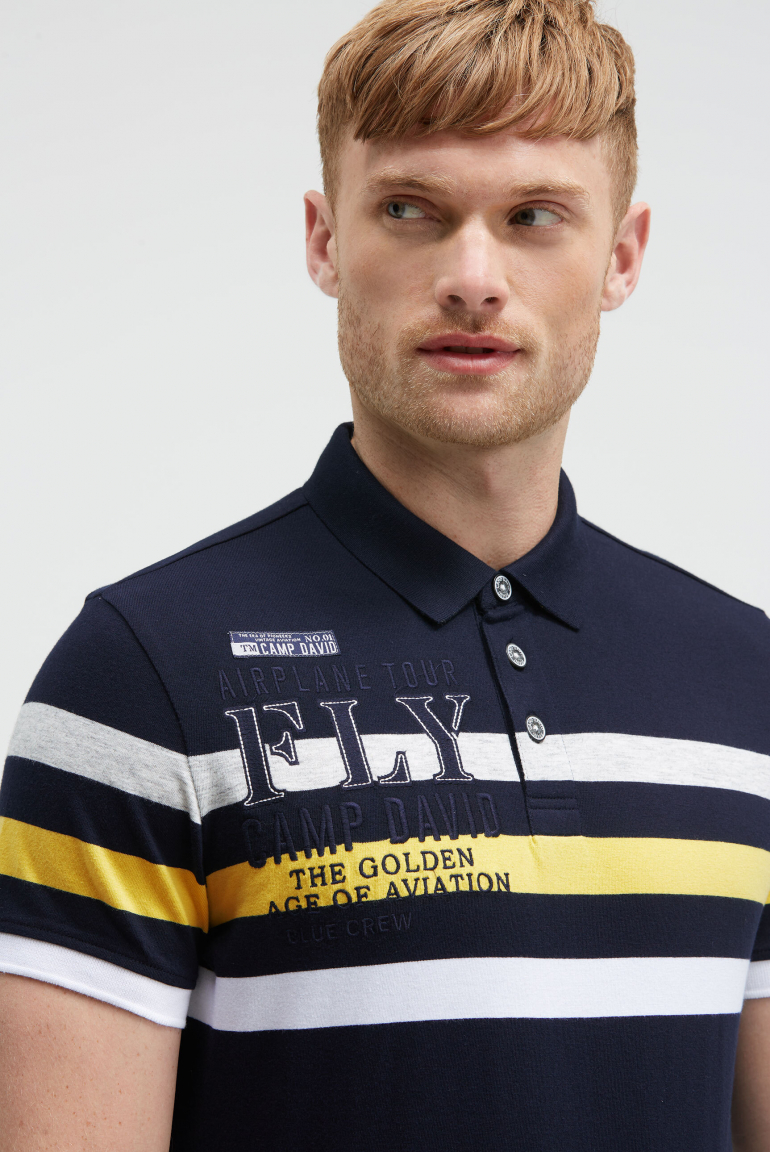 Kurzarmpolo mit Streifen-Design und Artworks