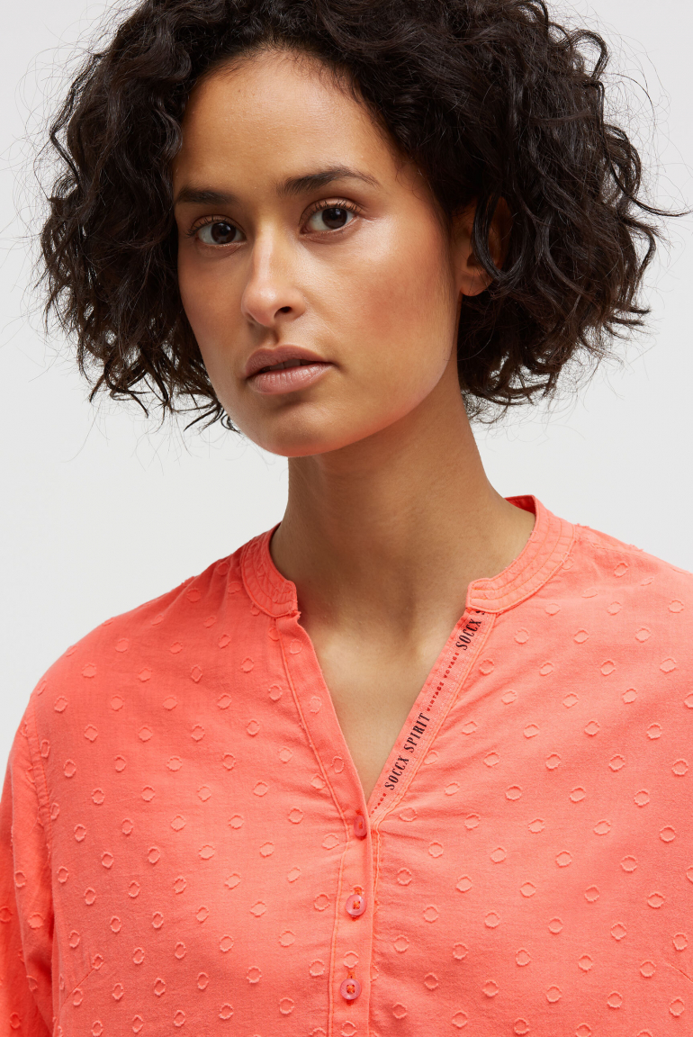 Langarmbluse mit Tunika-Ausschnitt und Prints