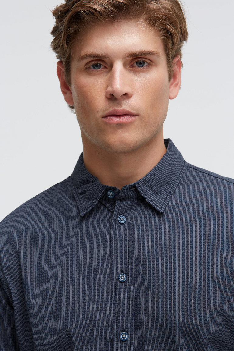 Langarmhemd mit All Over Print und Streifen