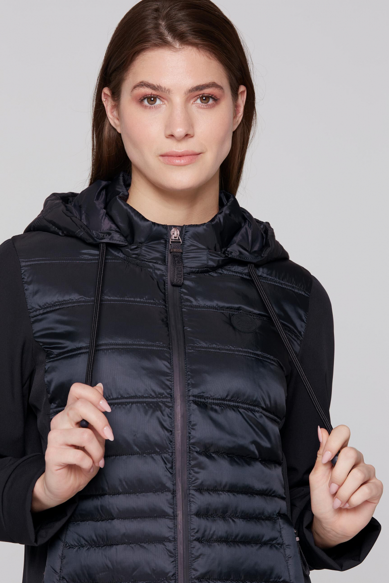 Lange Softshelljacke mit Stepp-Partien