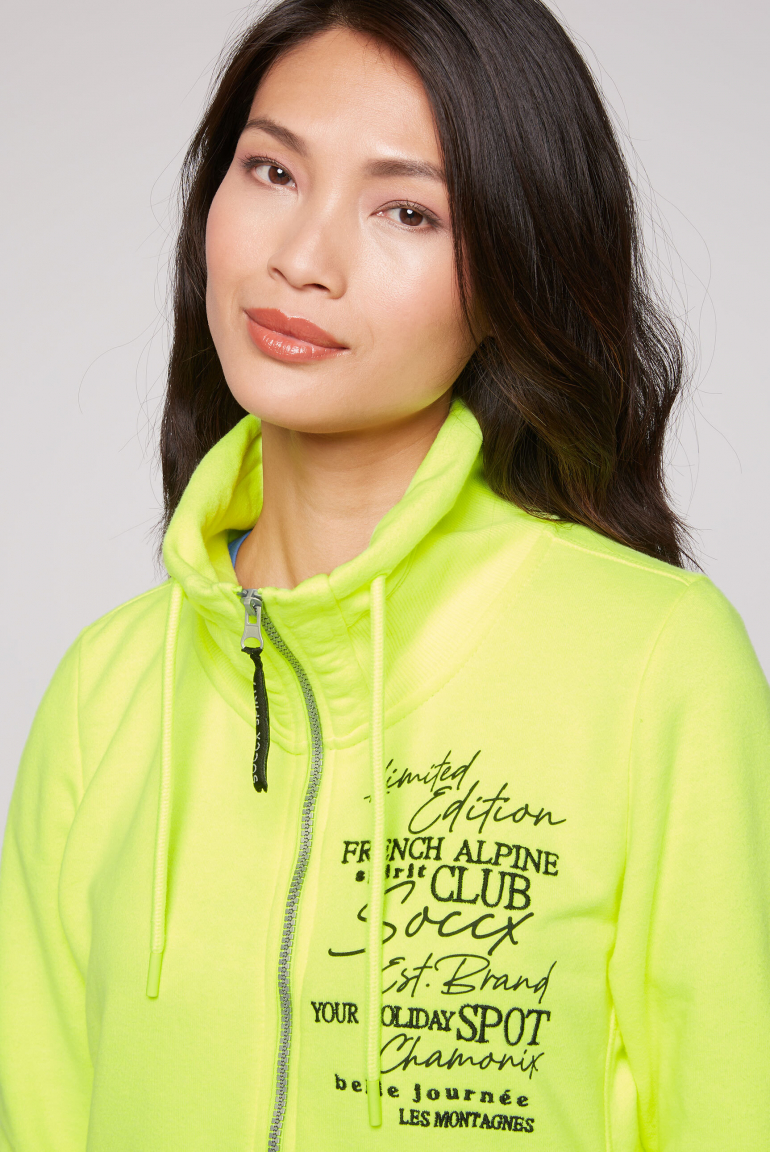 Lange Sweatjacke mit hohem Kragen