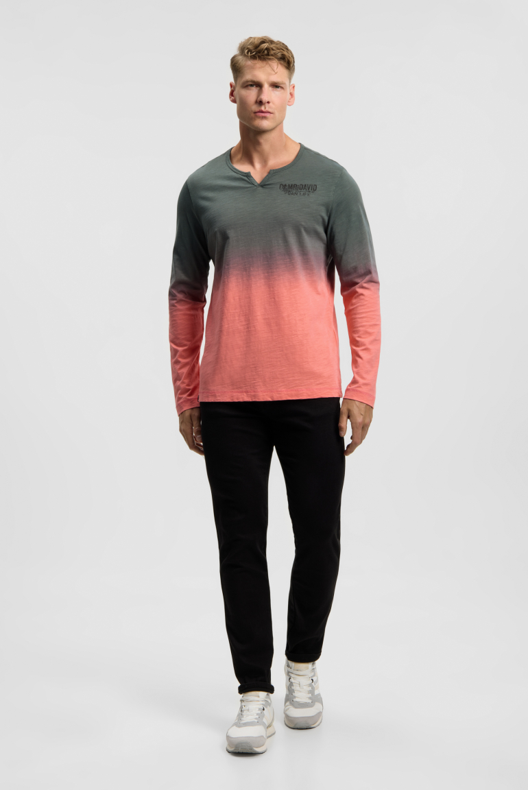 Longsleeve mit Dip-Dye-Effekt und Rücken-Print