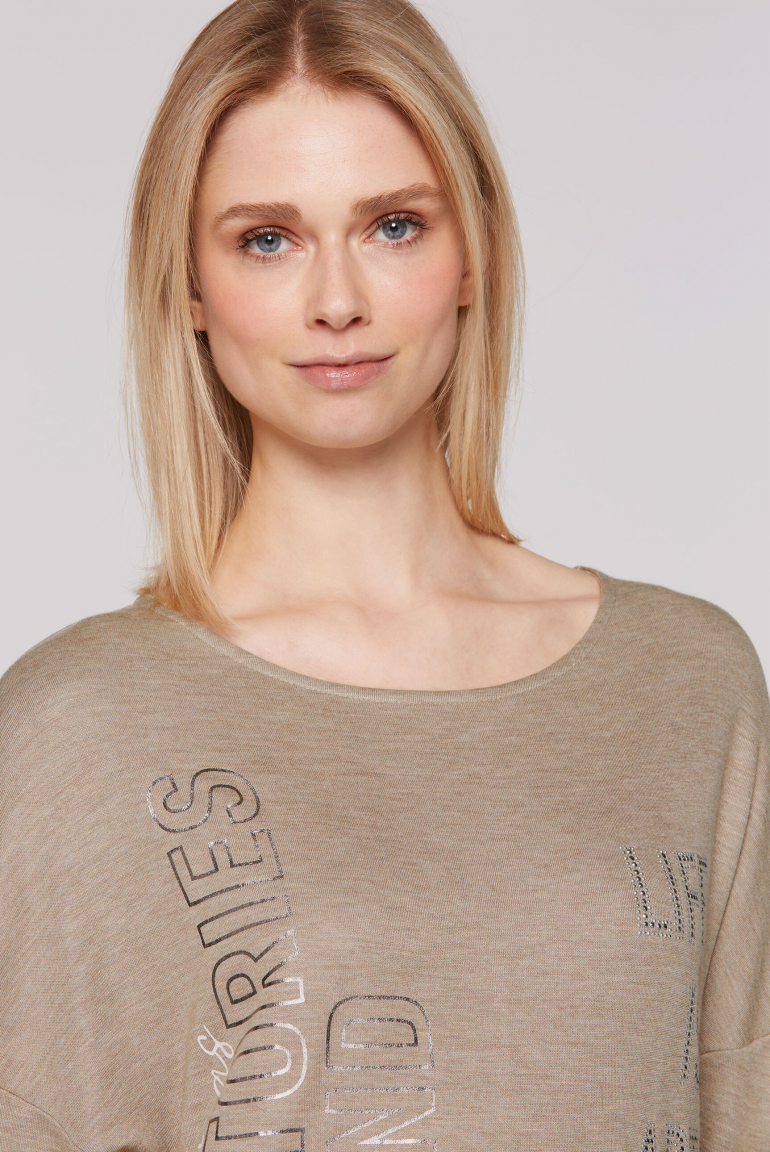 Meliertes Shirt mit Logo Artwork