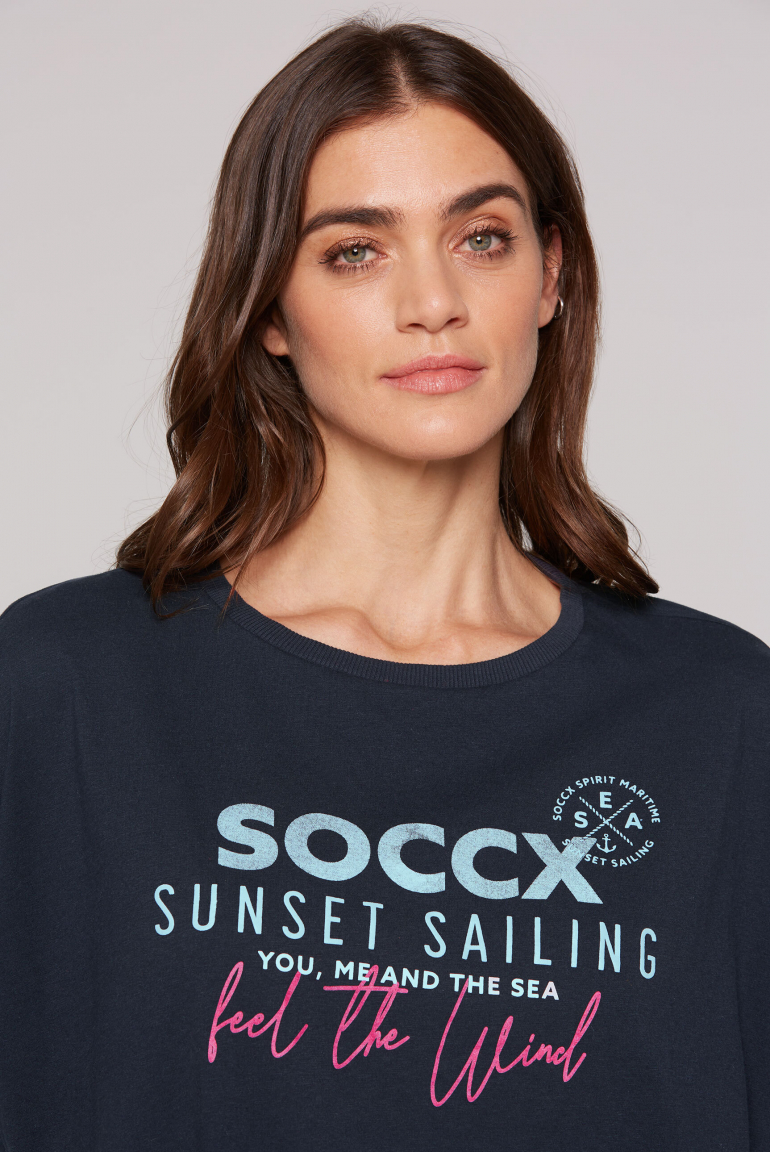 Oversized-Shirt mit Fledermausärmeln und Print