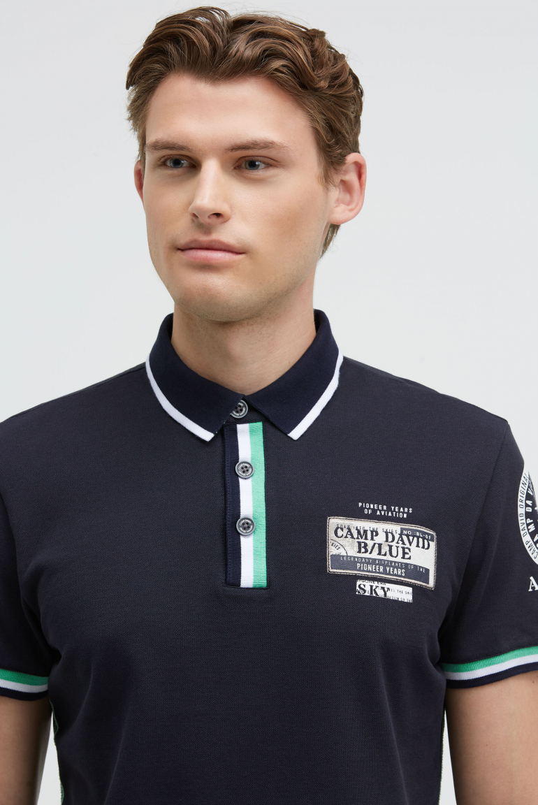 Pikee-Polo mit Prints und Patches