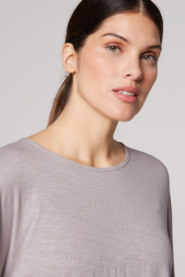 Poncho-Shirt mit tonigem Rubber Print