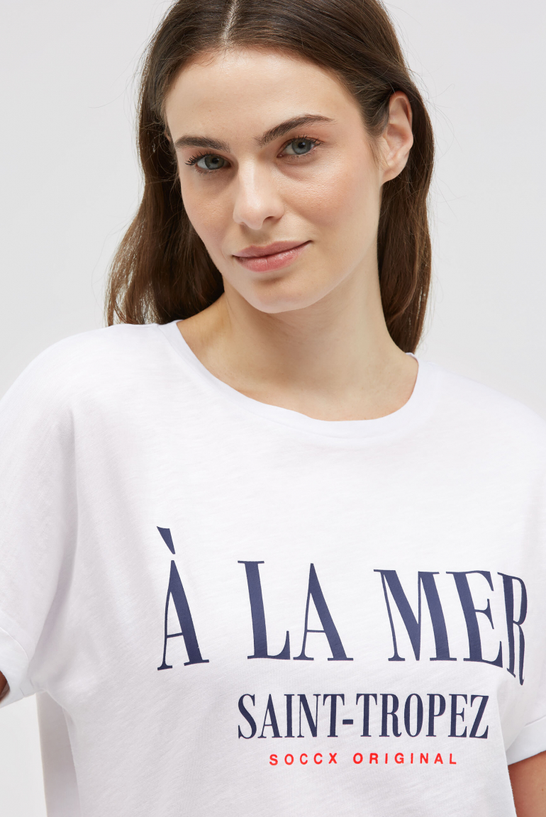 Rundhalsshirt mit Label Print