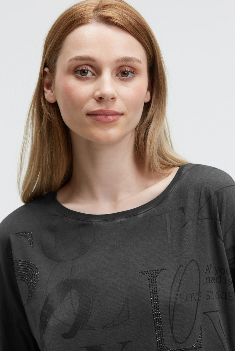 Shirt mit verkürzten Ärmeln und Artwork