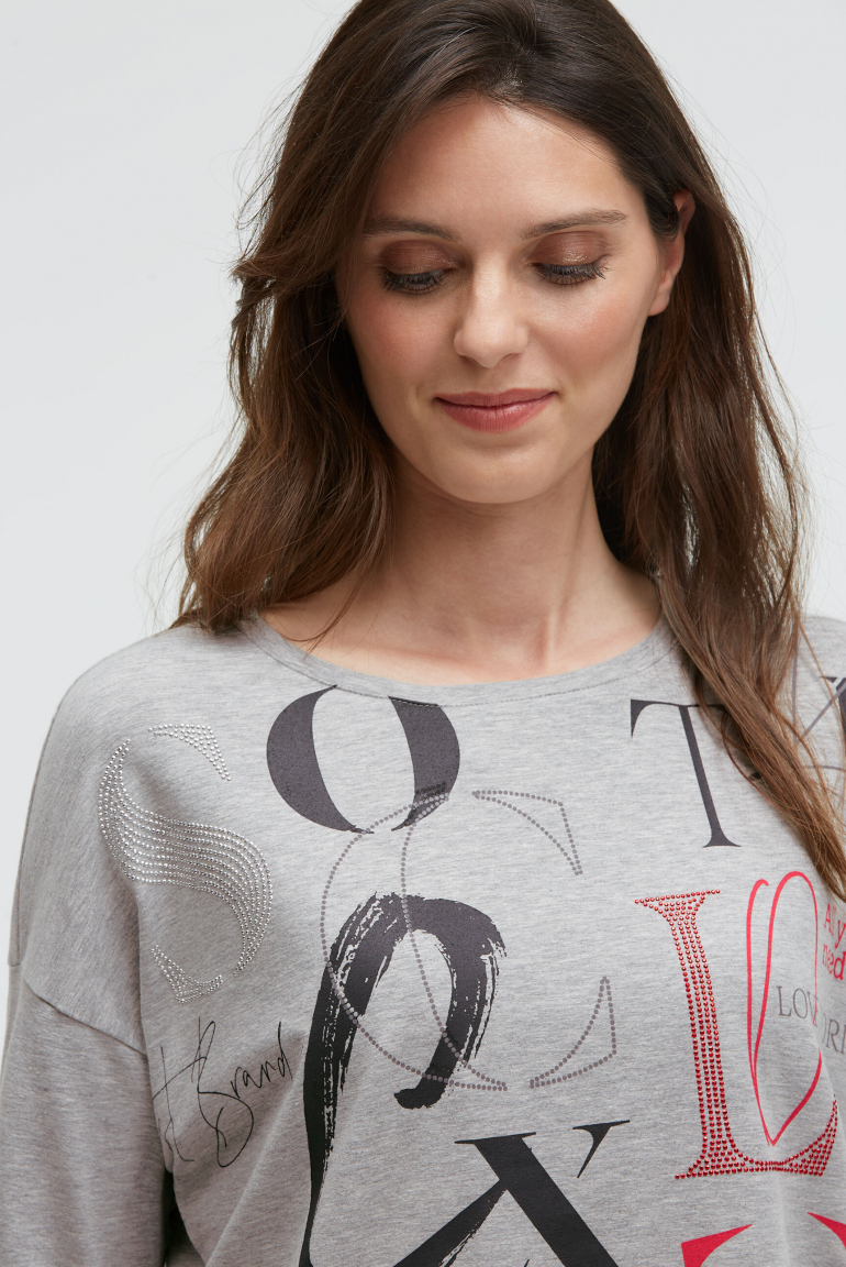 Shirt mit verkürzten Ärmeln und Artwork