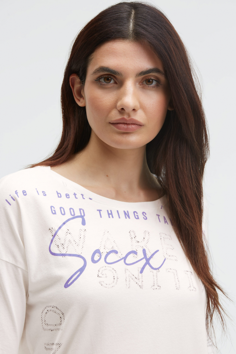 Shirt mit verkürzten Ärmeln und Label Print