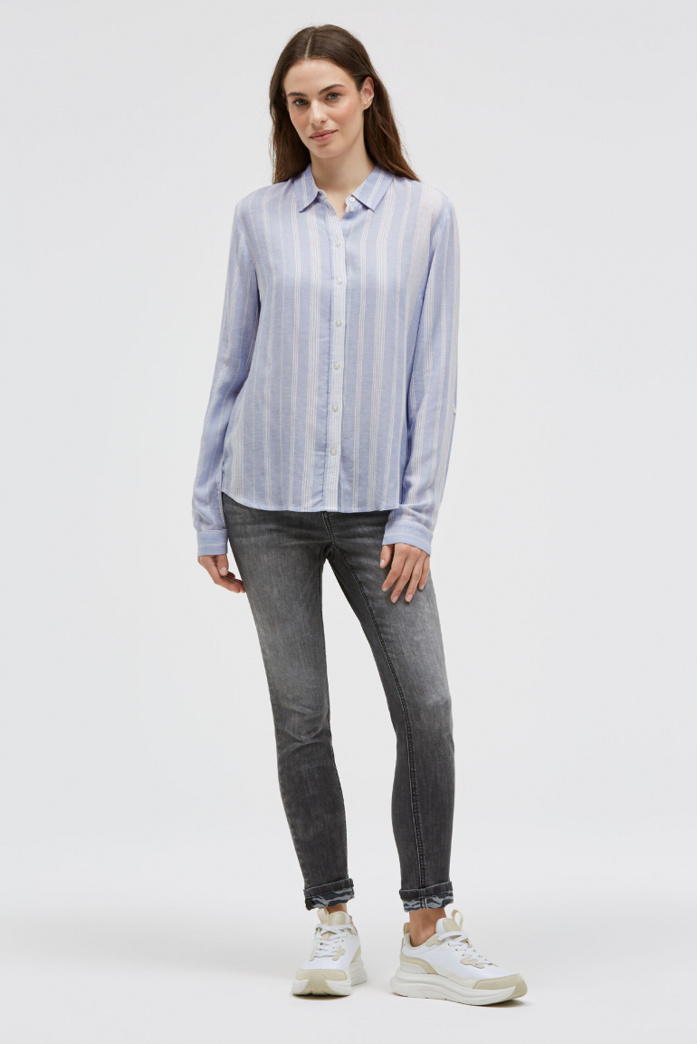 Streifenbluse mit Rücken-Artwork