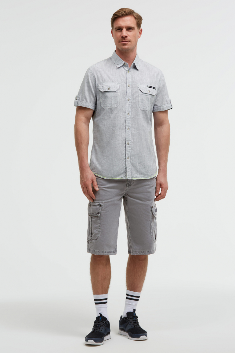 Streifenhemd Kurzarm mit Backprint