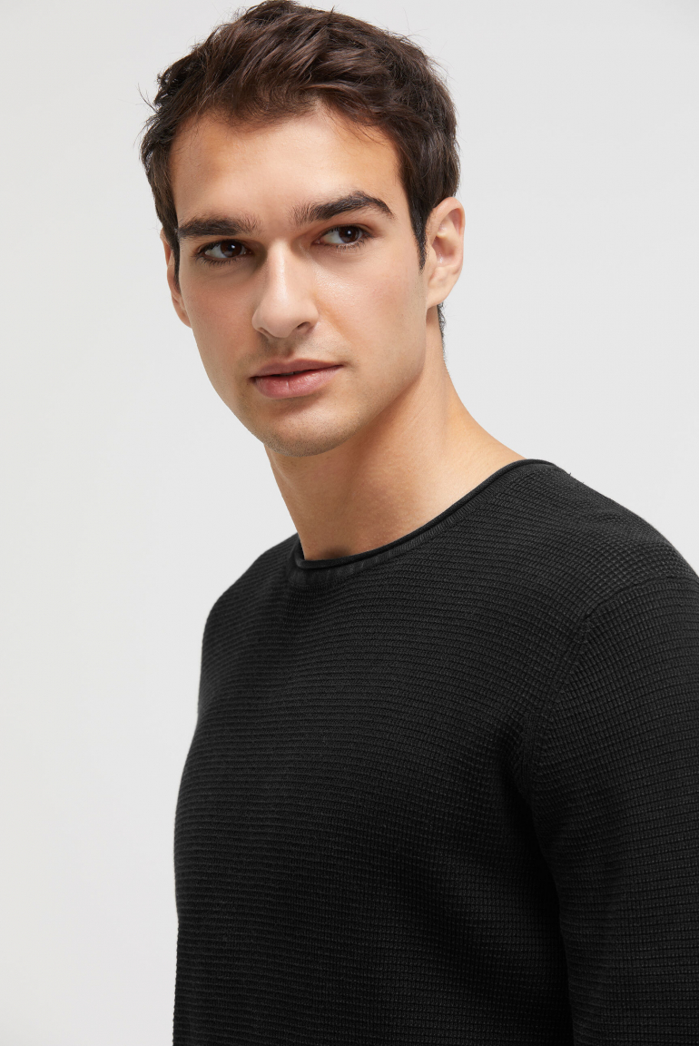 Strukturierter Pullover Stone Washed