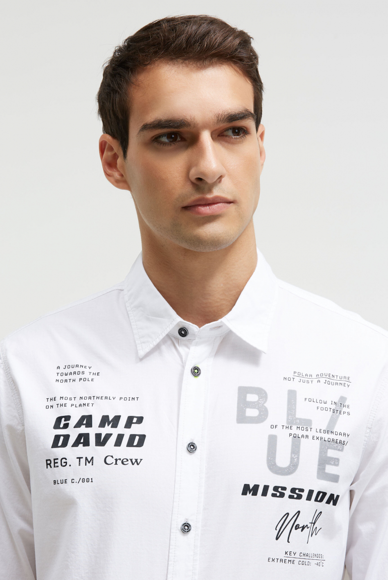 Strukturiertes Langarmhemd mit Used Print