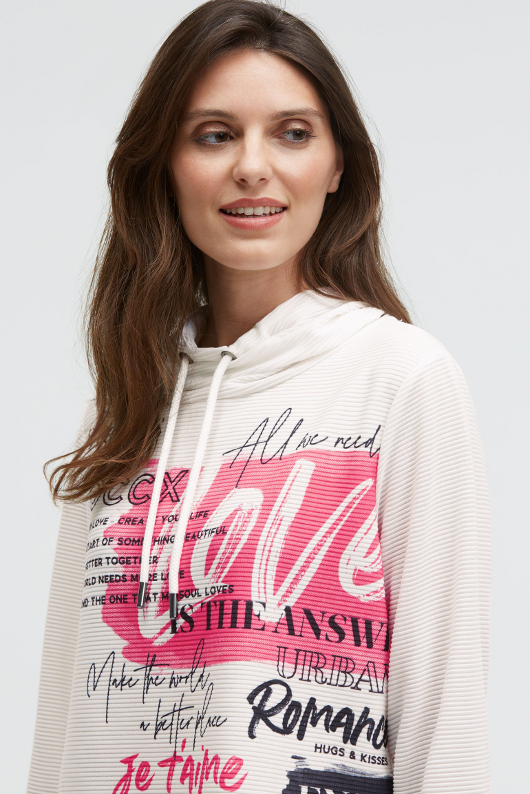 Strukturiertes Sweatshirt mit hohem Kragen und Artwork