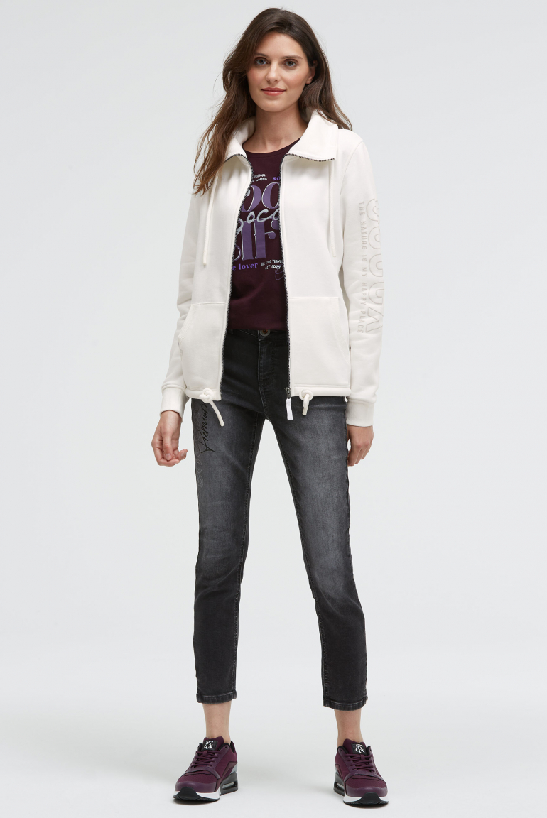 Sweatjacke mit hohem Kragen und Puffprints