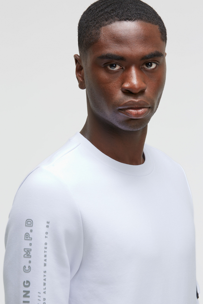 Sweatshirt aus Interlock mit Ärmeltasche und Artwork