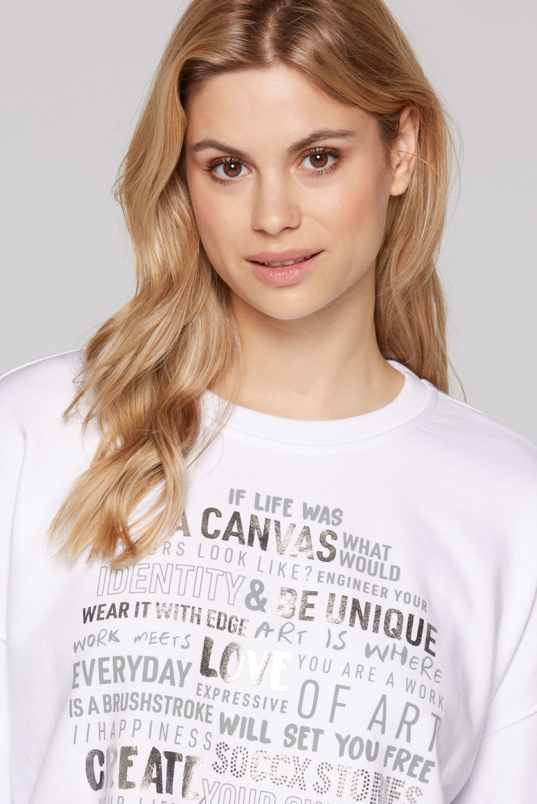 Sweatshirt mit Wording Print und 3/4-Arm