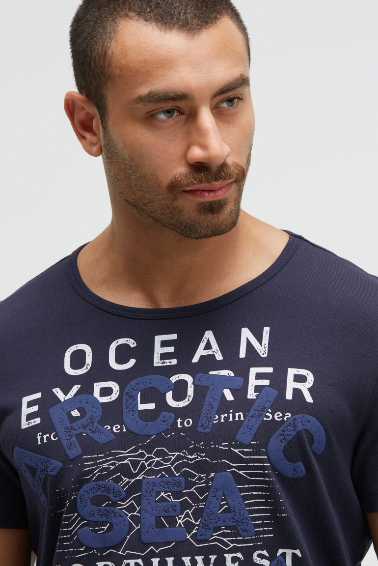 T-Shirt mit Puffprint im Used Look