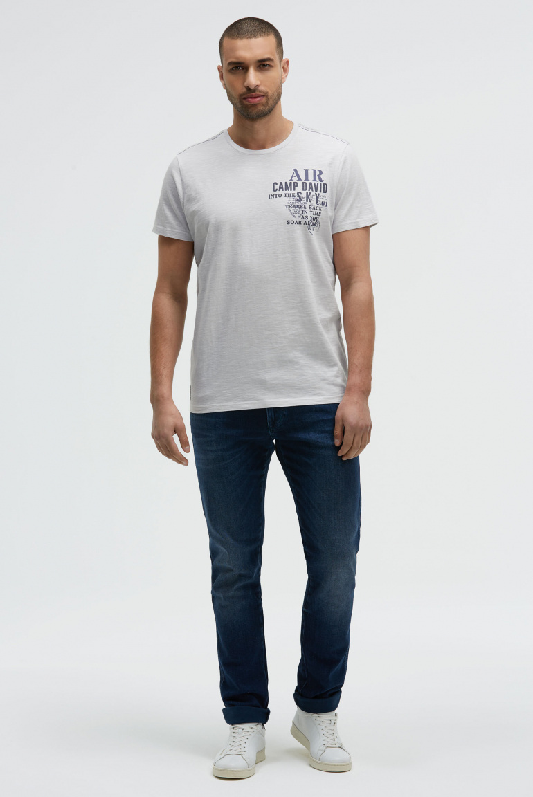 T-Shirt mit Streifen-Design und Rücken-Print