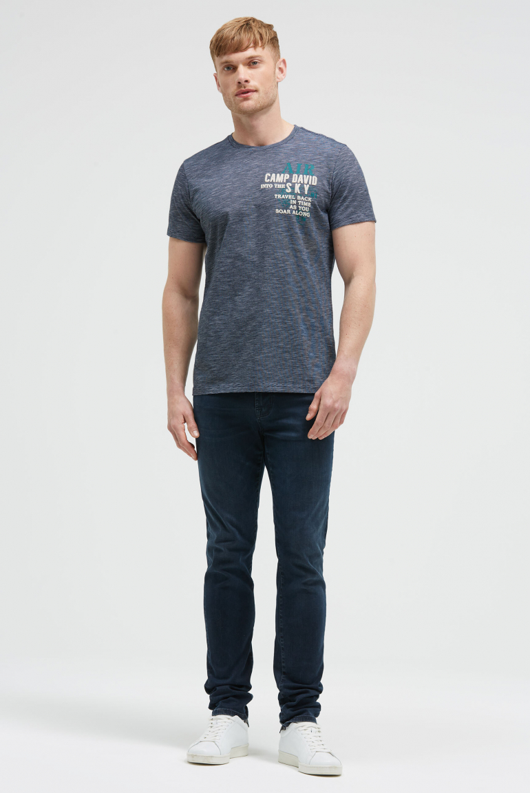 T-Shirt mit Streifen-Design und Rücken-Print