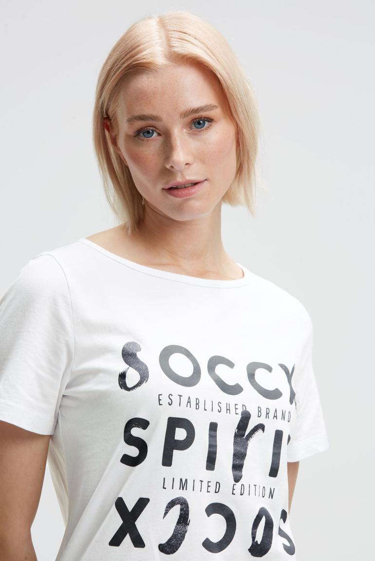 T-Shirt mit U-Boot-Ausschnitt und Artwork