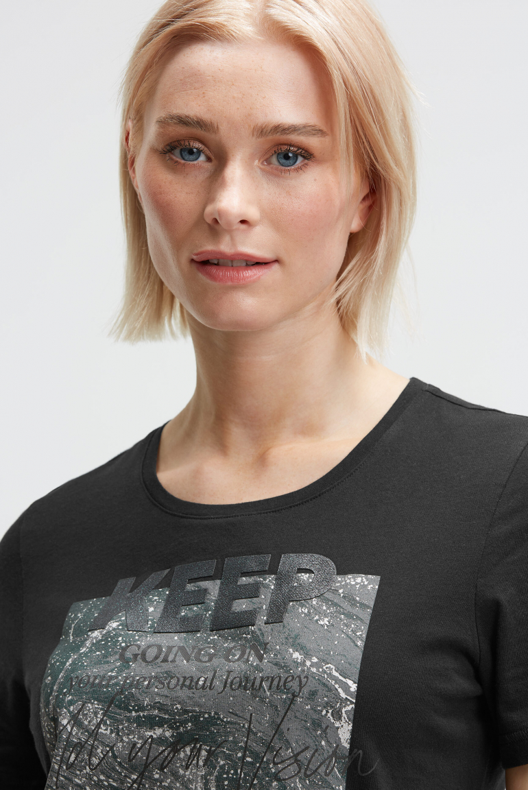 T-Shirt Rundhals mit Glitter Print