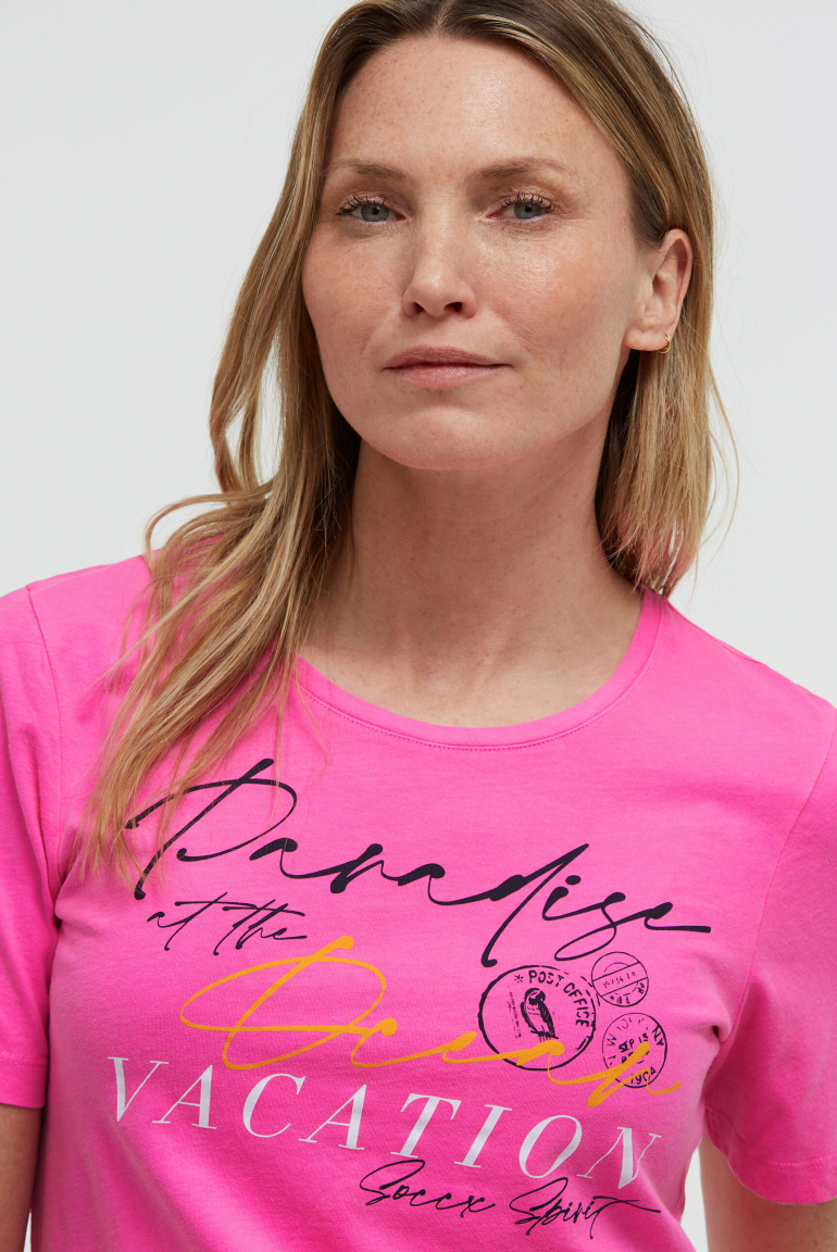 T-Shirt Rundhals mit Label Print