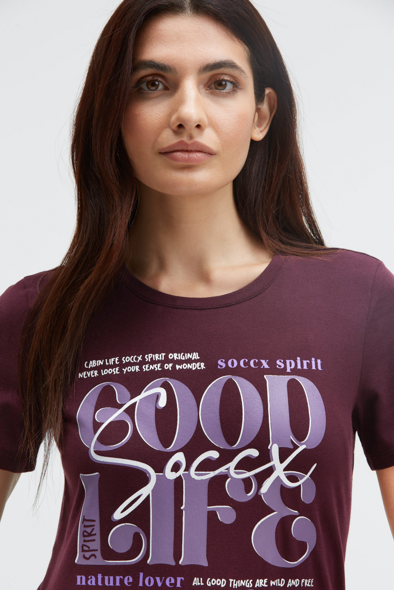 T-Shirt Rundhals mit Wording Print