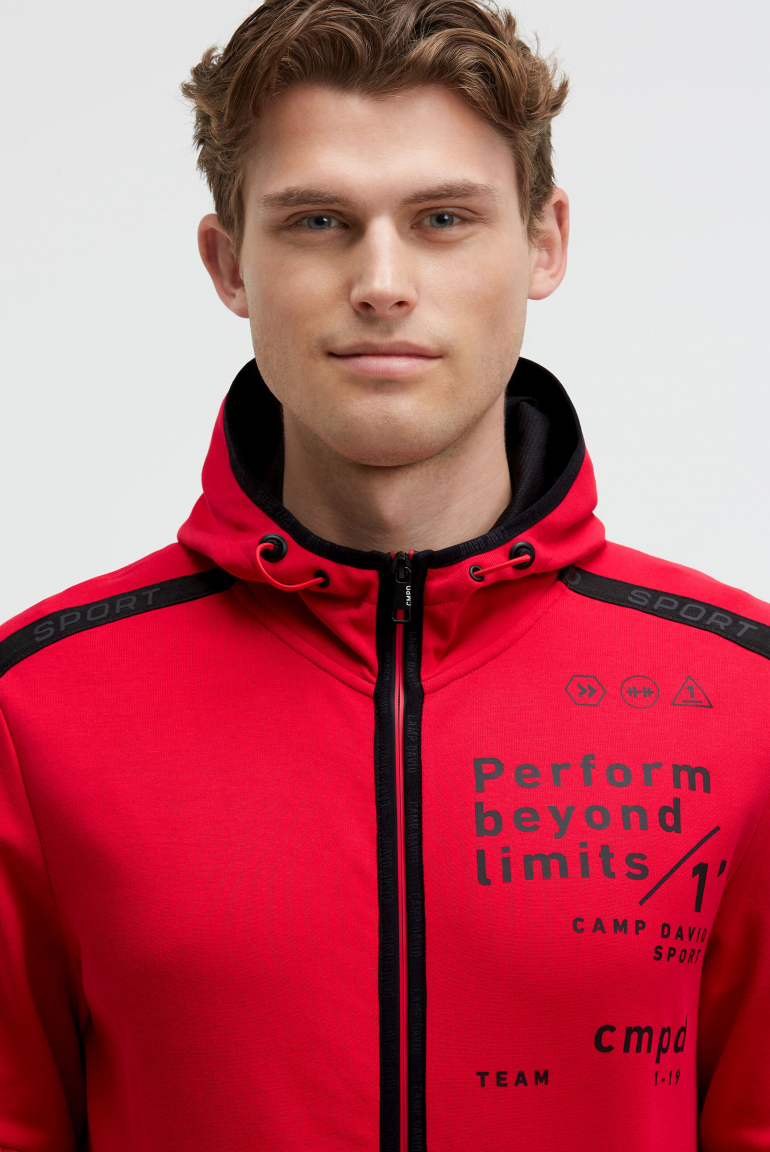 Trainingsjacke aus Interlock mit Kapuze und Artworks