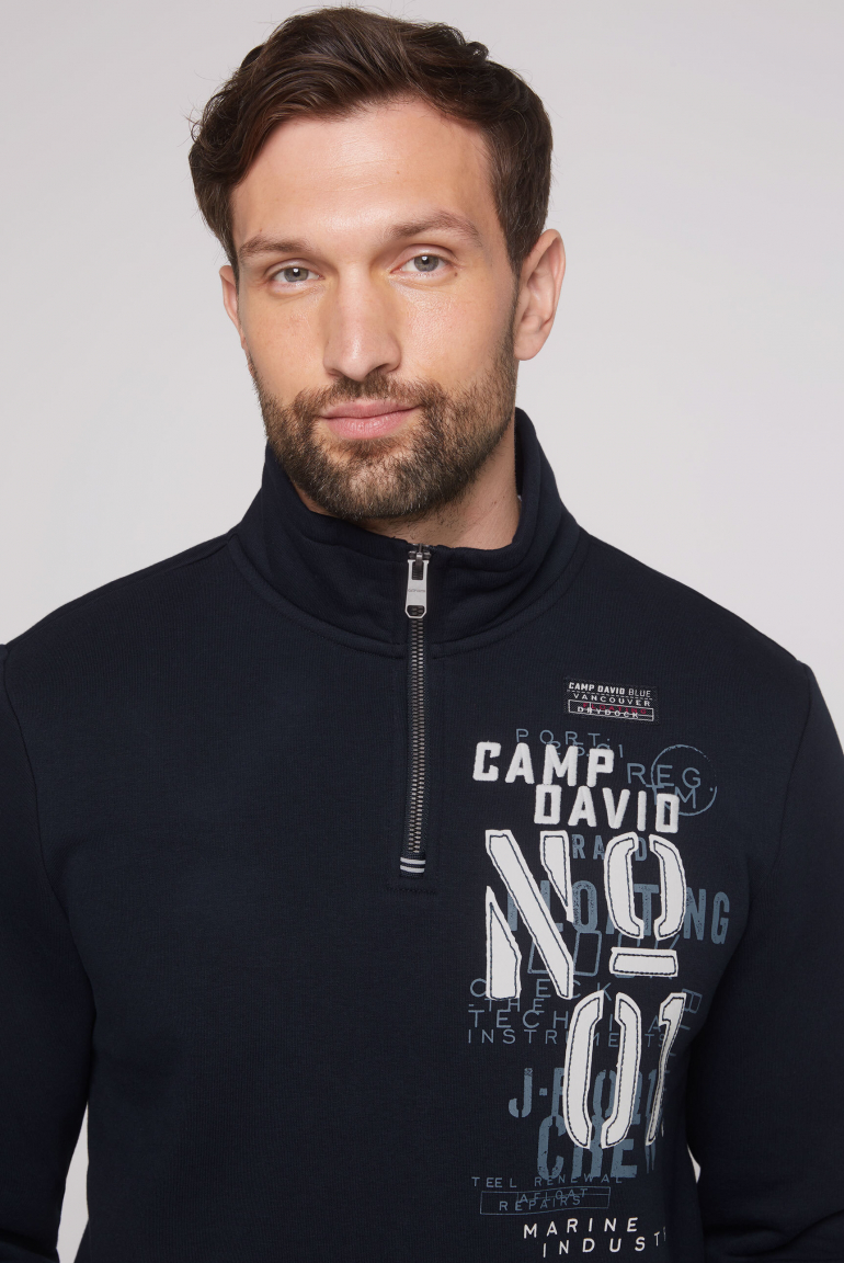 Troyer-Sweatshirt mit Rücken-Print
