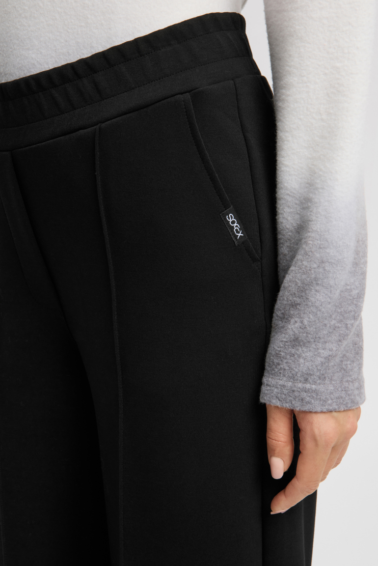 Wide Leg Hose mit Biesen und Elastikbund