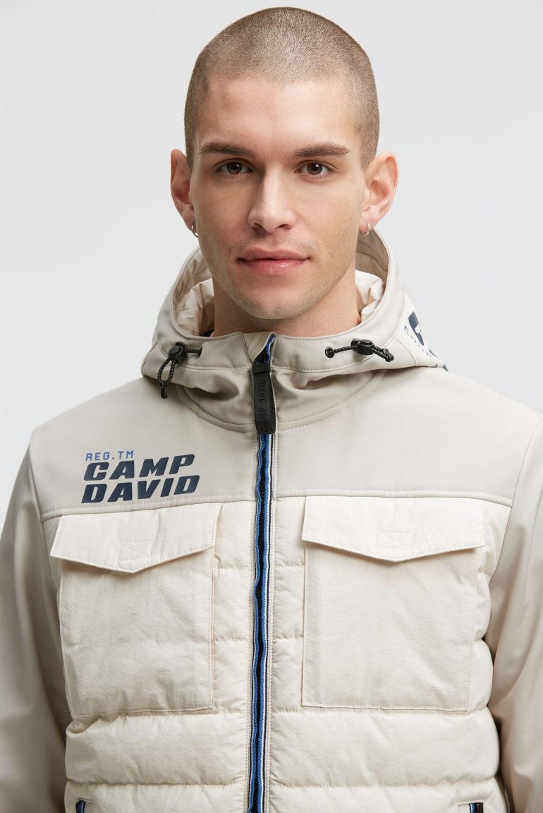 Winter-Blouson im Materialmix mit Rücken-Print