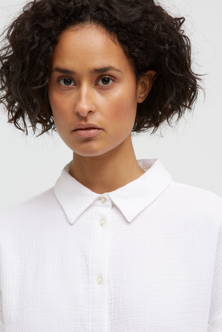 Ärmellose Musselin-Bluse mit Rückenprint