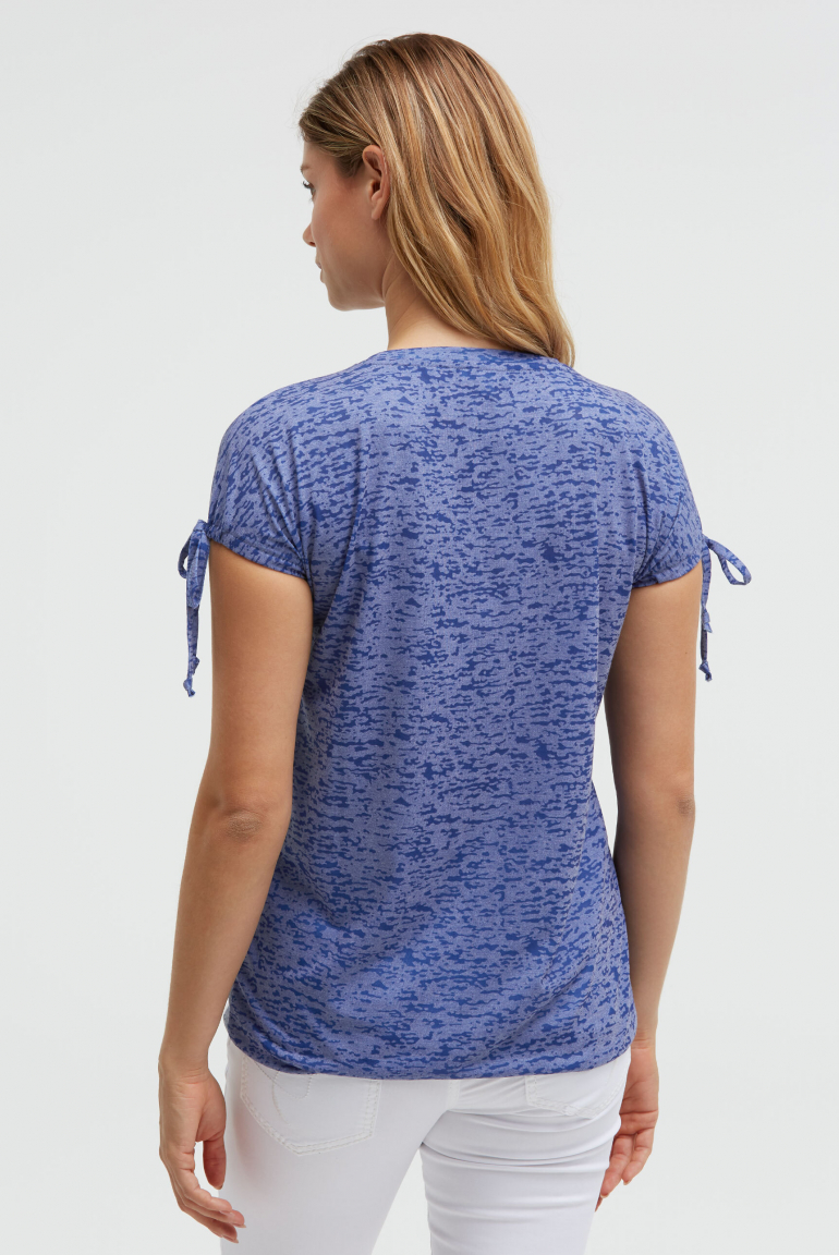 Ausbrenner-Shirt mit Print und Tunnelzugbändern