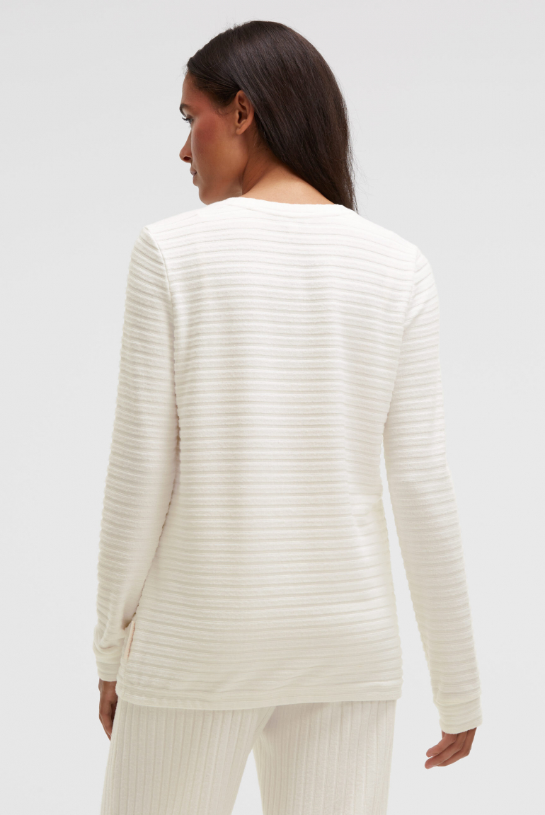 Flauschstrickpullover mit Rippstruktur und Gummizugsaum