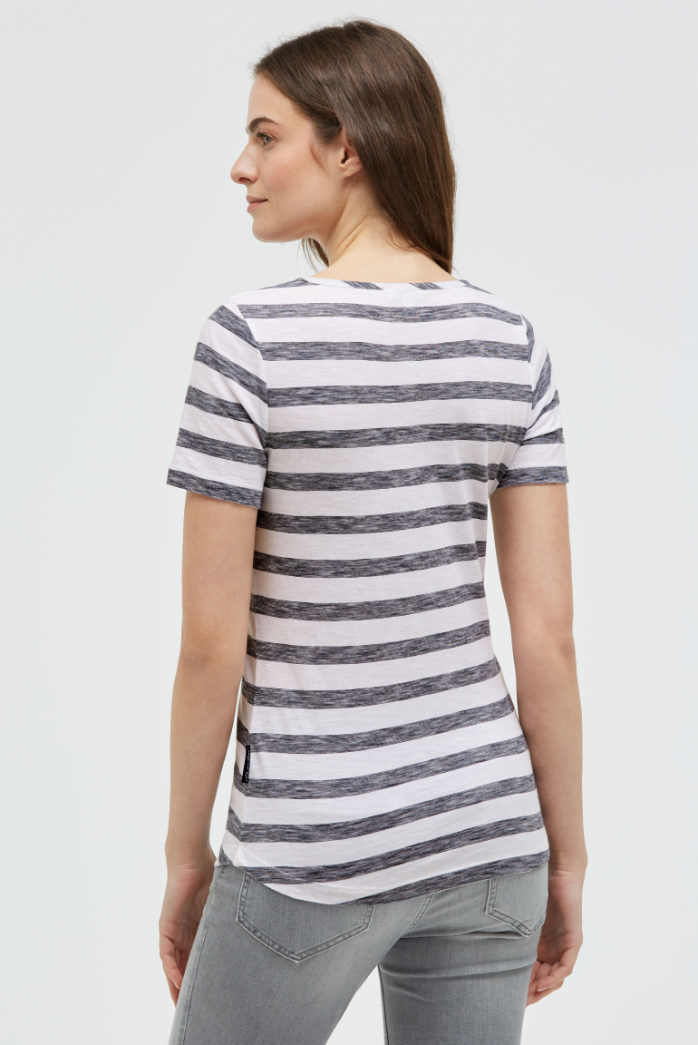Gestreiftes T-Shirt mit Cut-Out und Print