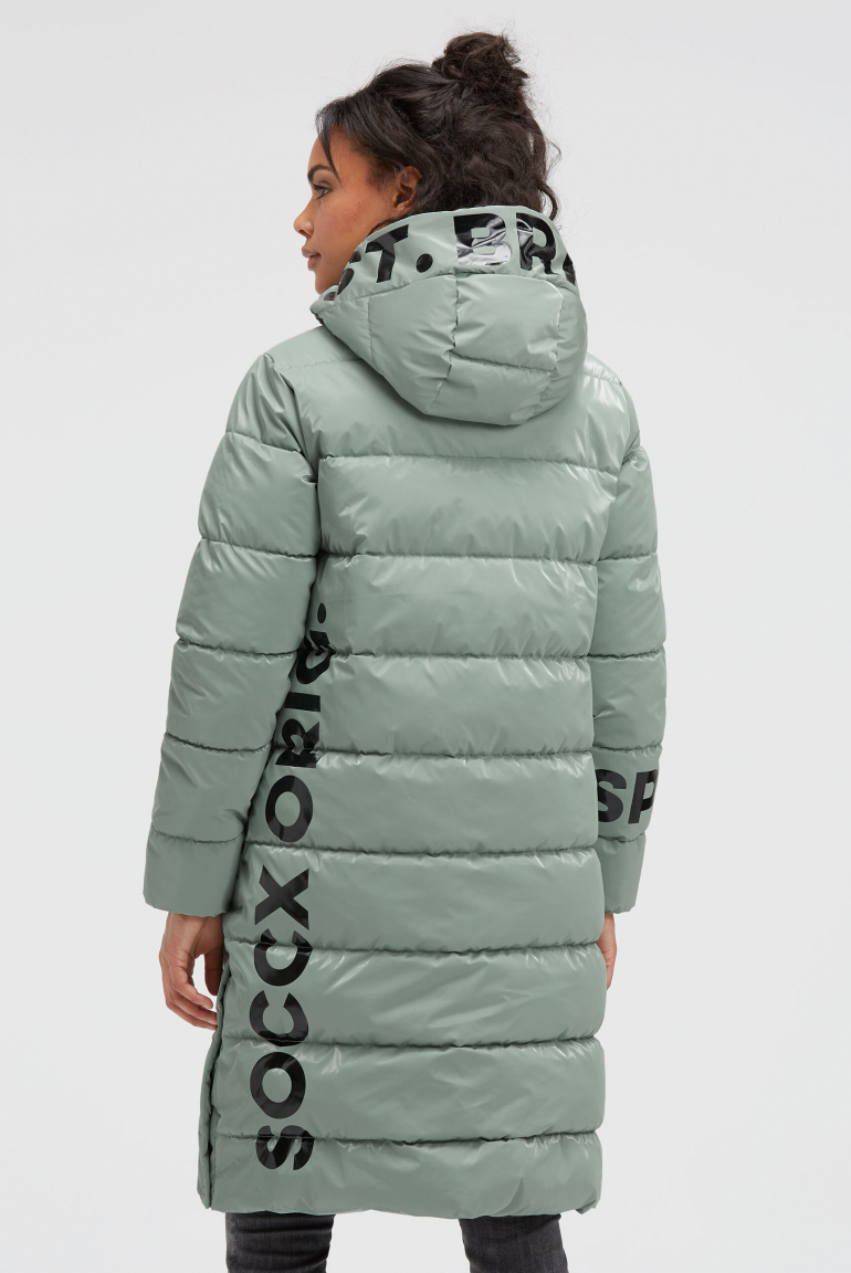 Glänzender Stepp-Parka mit Logo Artworks