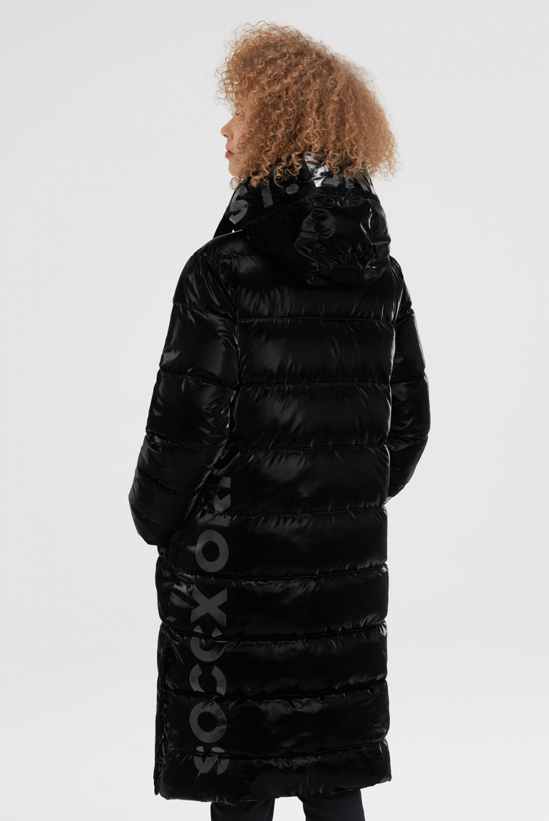 Glänzender Stepp-Parka mit Logo Artworks