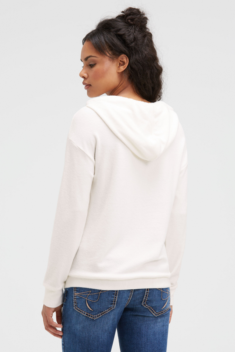 Hoodie aus Flauschstrick mit Glitzer-Print