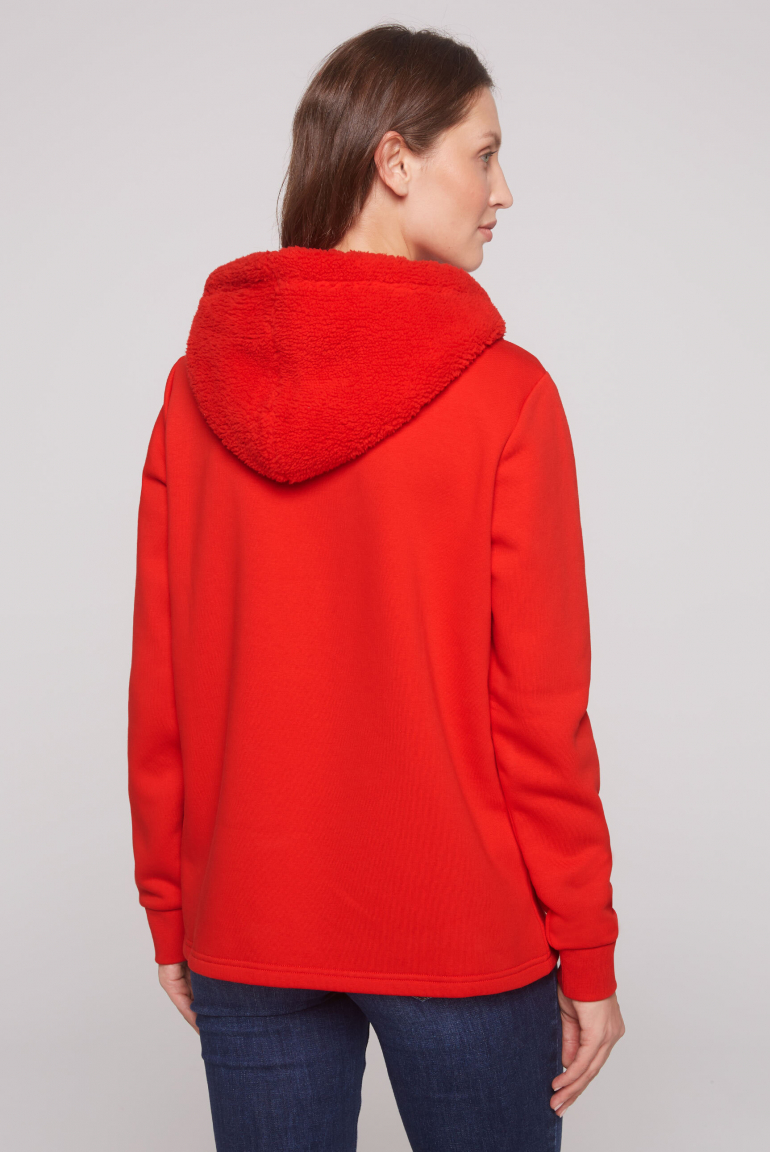 Hoodie mit Kapuze im Sherpa-Look und Artwork
