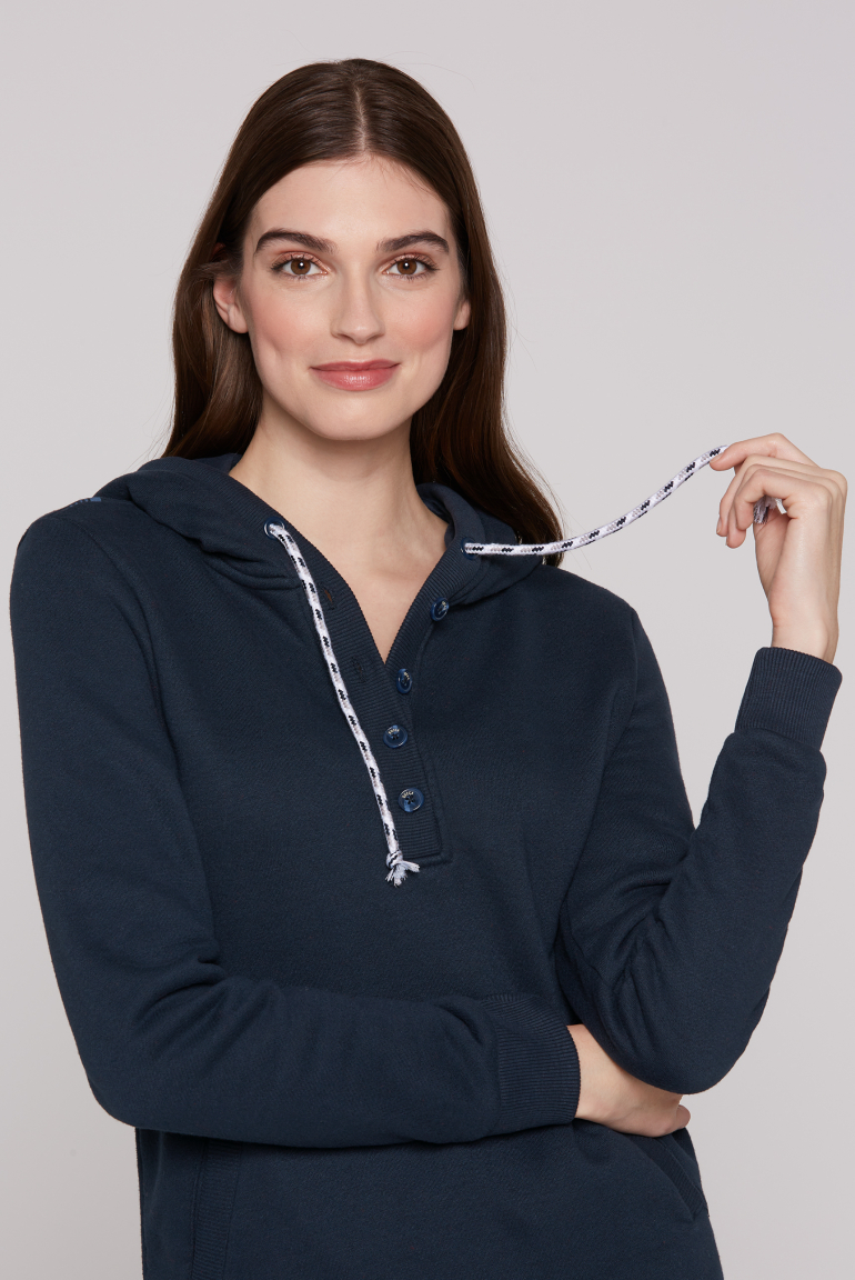 Hoodie mit Knopfleiste und Backprint