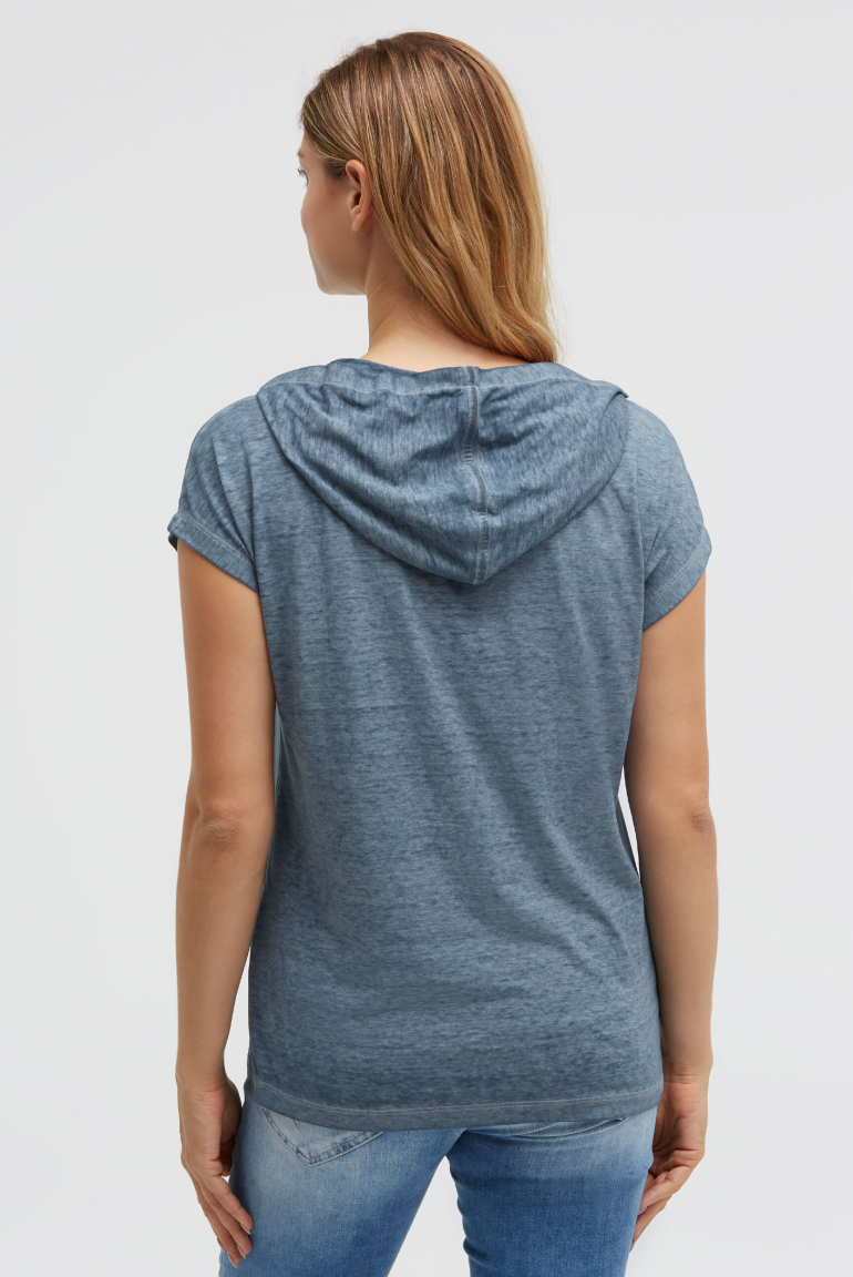 Hoodie-Top mit Ausbrenner-Effekten und Print